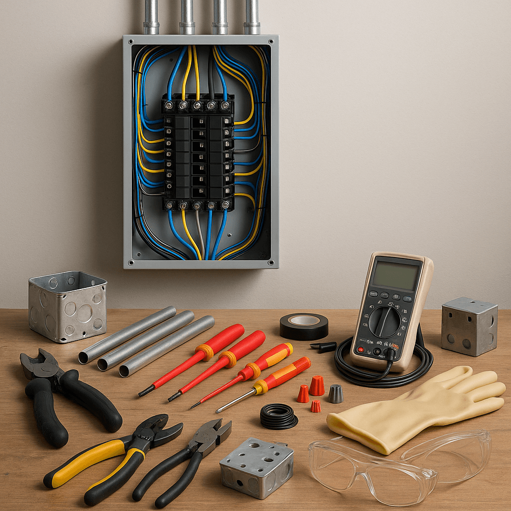 Electrical Business startup costs illustration — typical equipment and setup