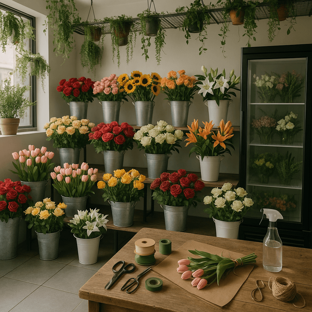 Flower Shop startup costs illustration — typical equipment and setup