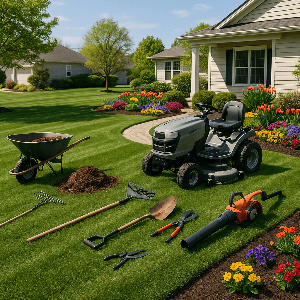 Landscaping Business startup costs illustration — typical equipment and setup