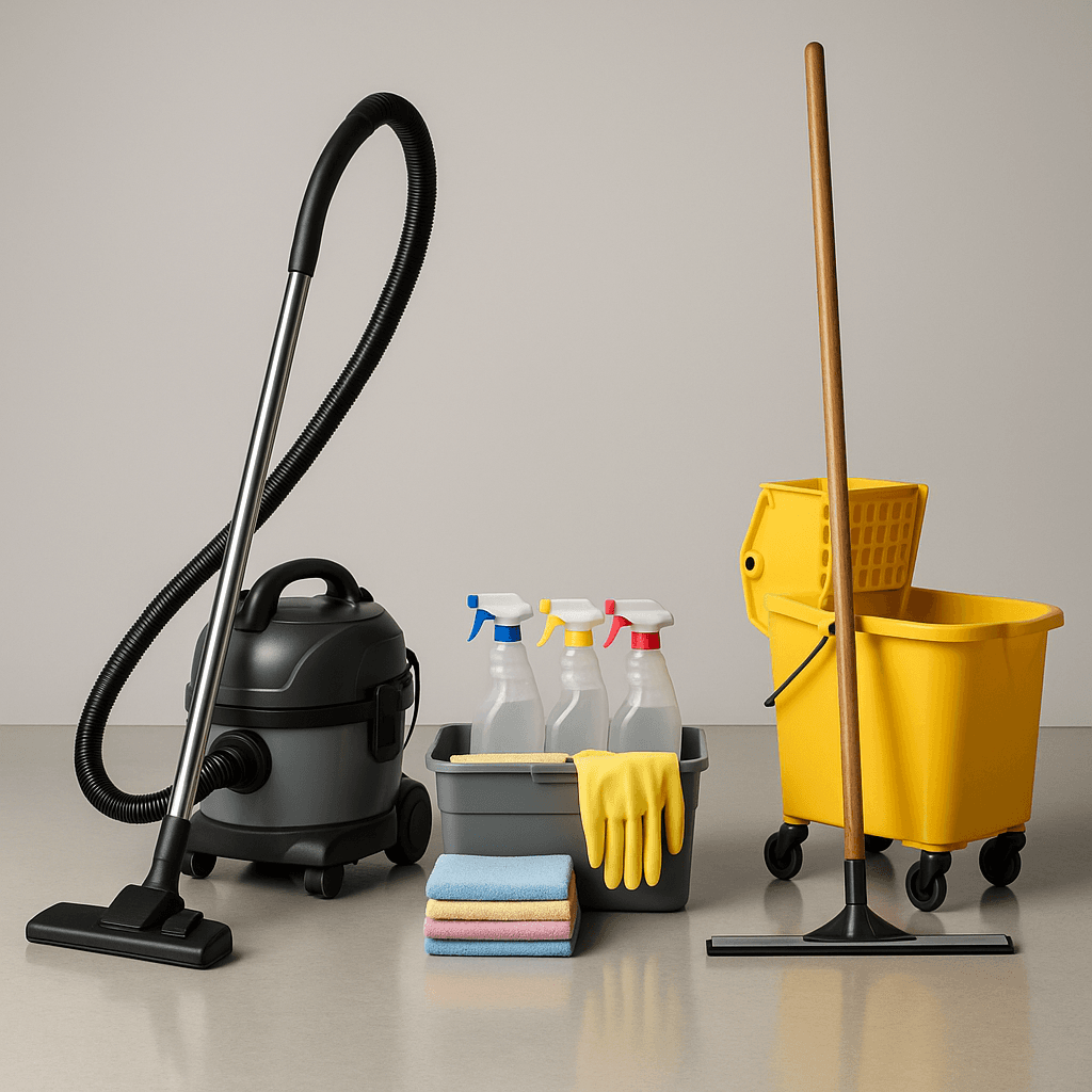 Cleaning Business startup costs illustration — typical equipment and setup