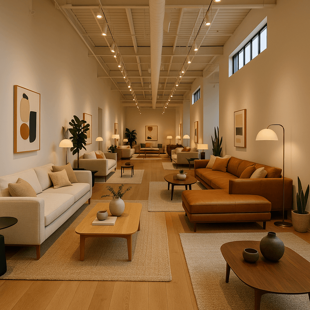 Furniture Store startup costs illustration — typical equipment and setup